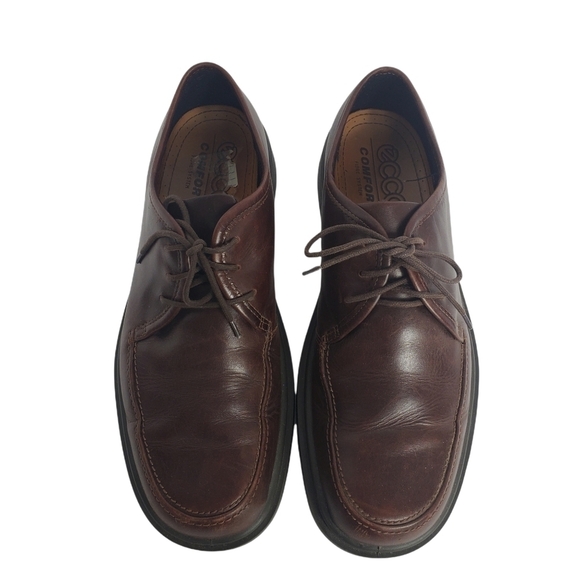 Ecco Comfort Lace Up Loafers Brown Leather 45 - Picture 2 of 11